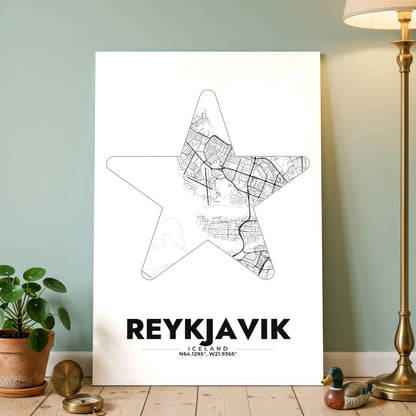 Reykjavik Star Map Poster