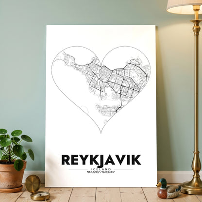 Reykjavik Heart Map Poster