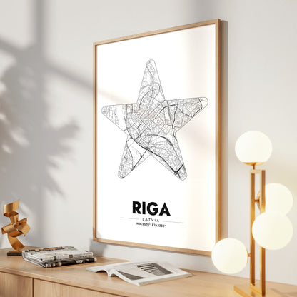 Riga Star Map Poster