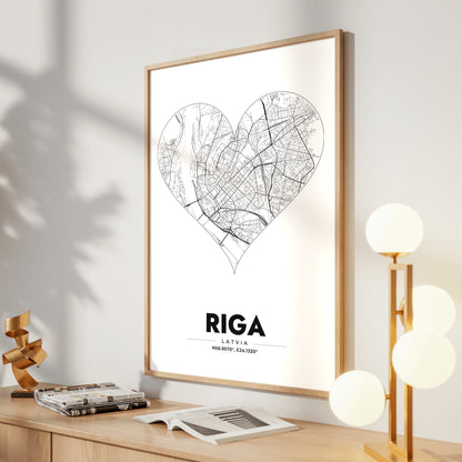 Riga Heart Map Poster
