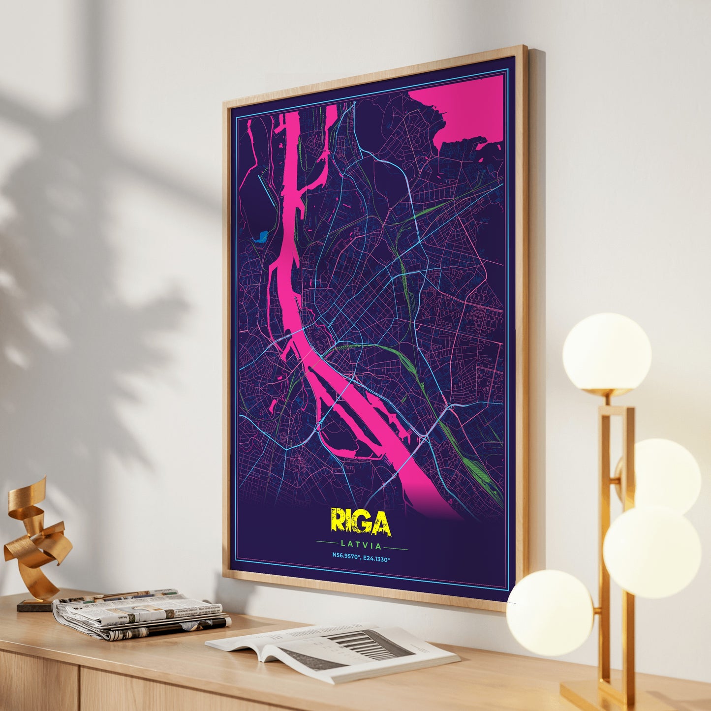 Riga Cyberpunk Map Poster
