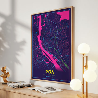 Riga Cyberpunk Map Poster