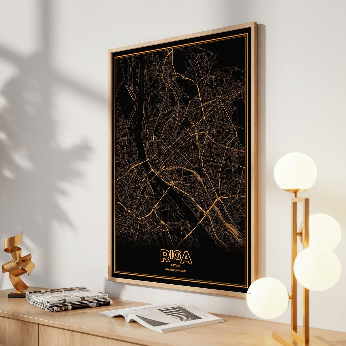 Riga Phosphor Map Poster - Amber CRT