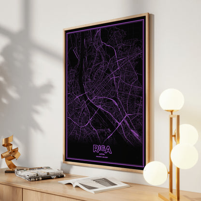 Riga Phosphor Map Poster - EGA Violet