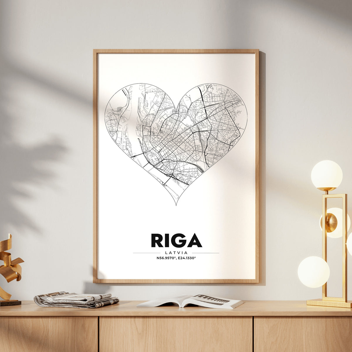 Riga Heart Map Poster