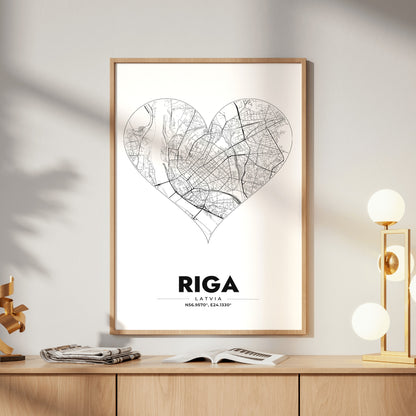 Riga Heart Map Poster
