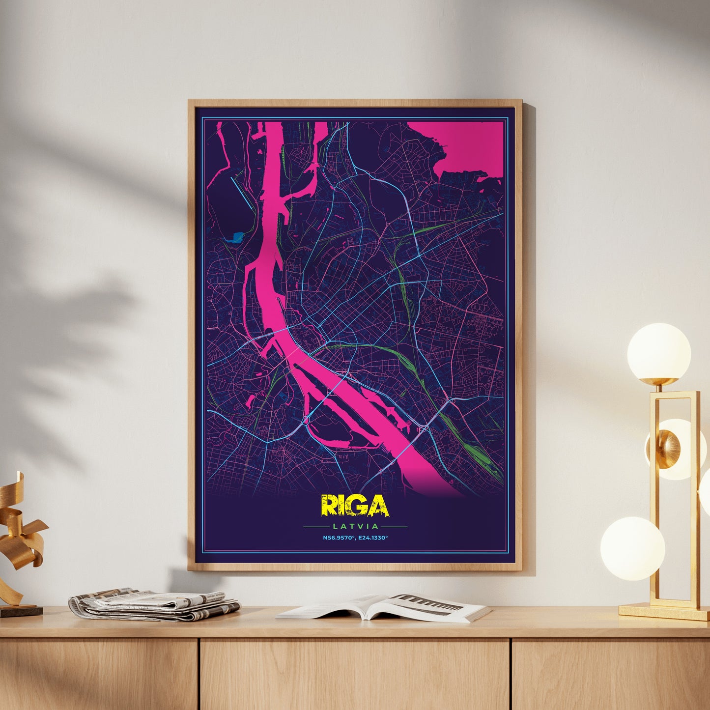 Riga Cyberpunk Map Poster