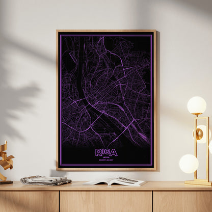 Riga Phosphor Map Poster - EGA Violet