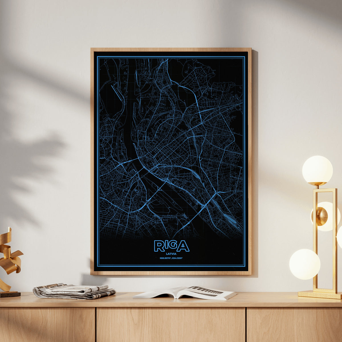 Riga Phosphor Map Poster - IBM Blue
