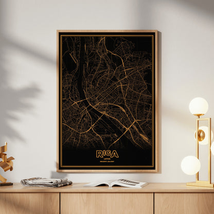 Riga Phosphor Map Poster - Amber CRT
