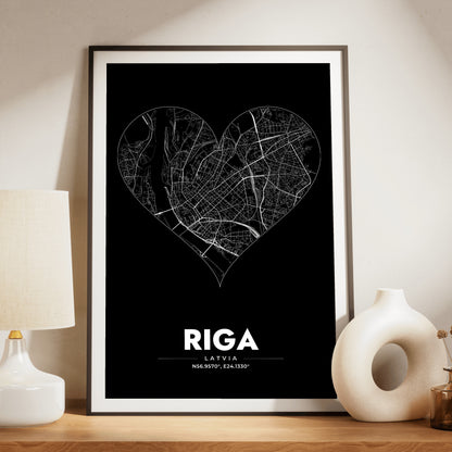 Riga Heart Map Poster
