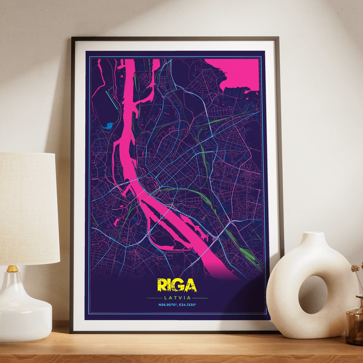 Riga Cyberpunk Map Poster