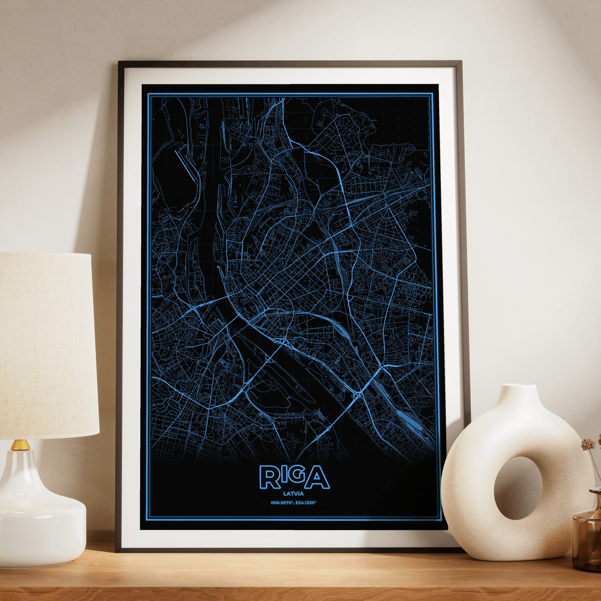 Riga Phosphor Map Poster - IBM Blue