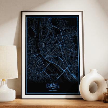 Riga Phosphor Map Poster - IBM Blue