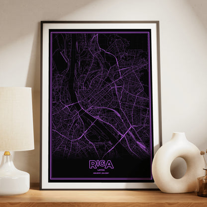 Riga Phosphor Map Poster - EGA Violet