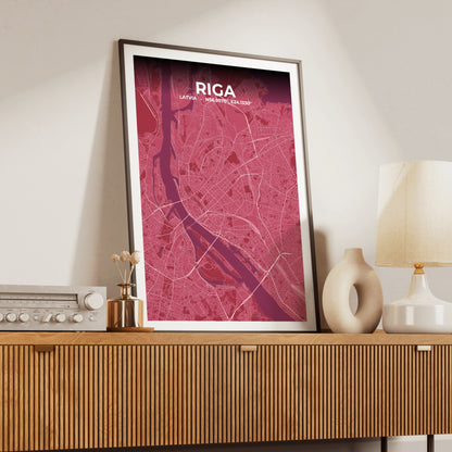 Riga Scarlet Map Poster