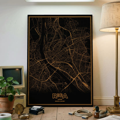 Riga Phosphor Map Poster - Amber CRT