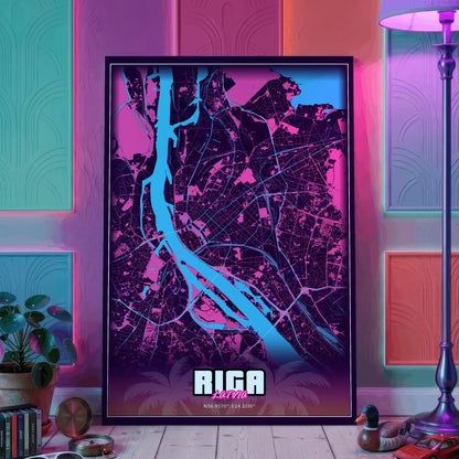 Riga GTA Map Poster