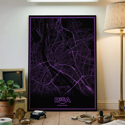 Riga Phosphor Map Poster - EGA Violet