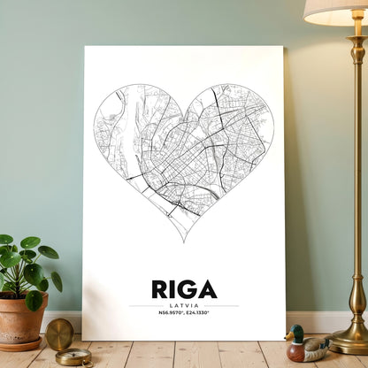 Riga Heart Map Poster