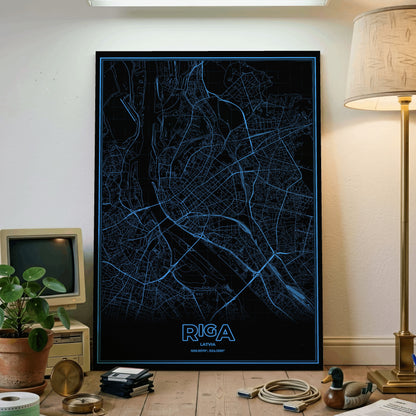 Riga Phosphor Map Poster - IBM Blue