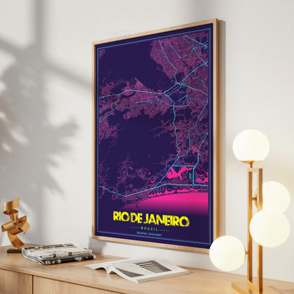 Rio de Janeiro Cyberpunk Map Poster