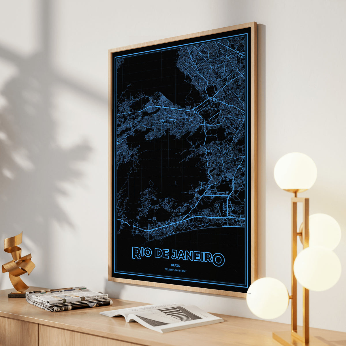 Rio de Janeiro Phosphor Map Poster - IBM Blue