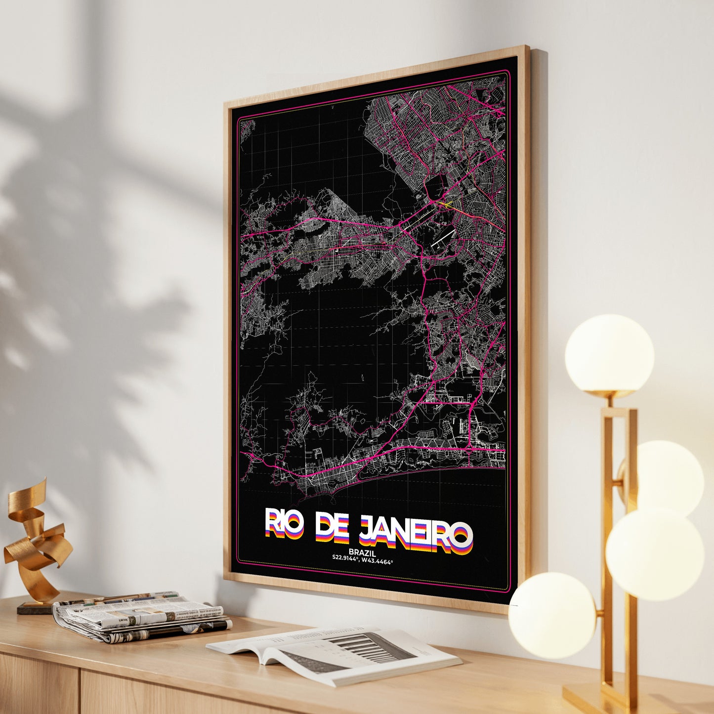 Rio de Janeiro Retro Map Poster