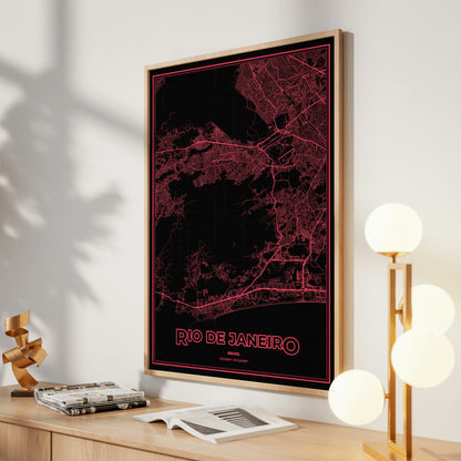 Rio de Janeiro Phosphor Map Poster - System Alert