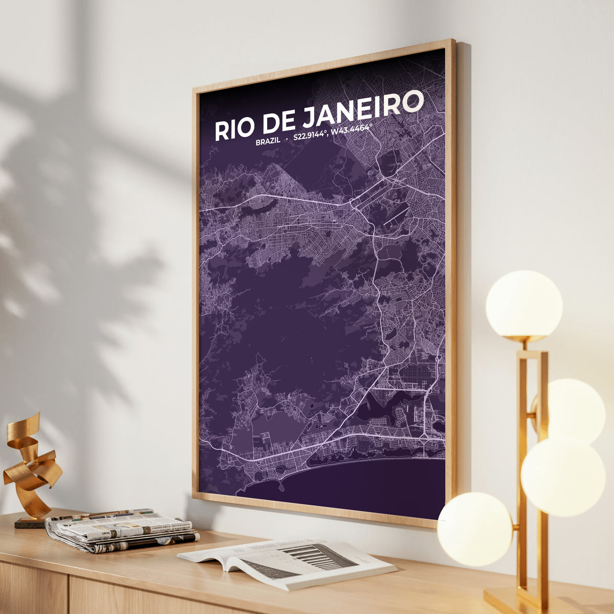Rio de Janeiro Dusk Map Poster