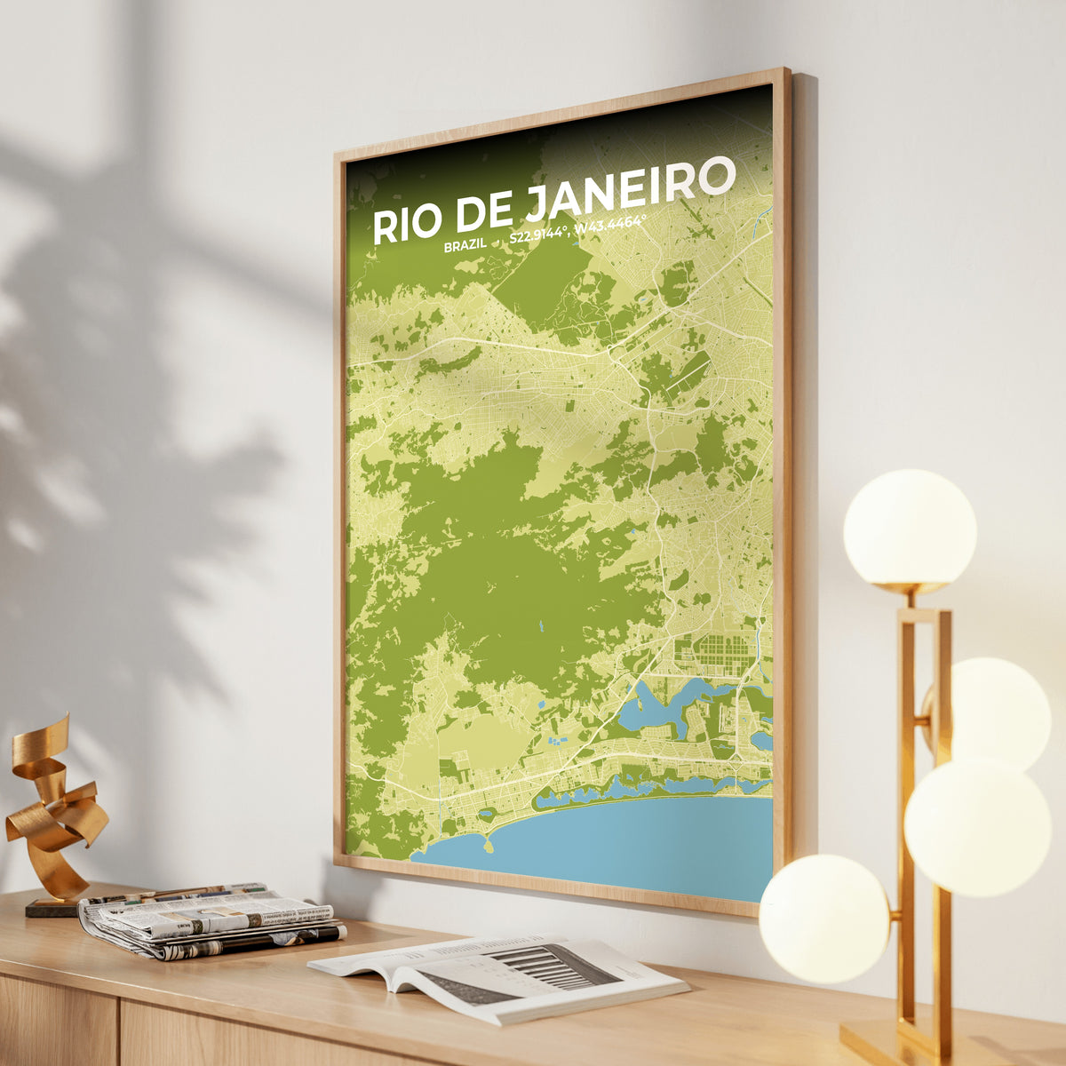 Rio de Janeiro Fern Map Poster