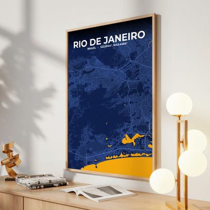 Rio de Janeiro Ink Map Poster