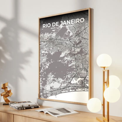 Rio de Janeiro Ash Map Poster
