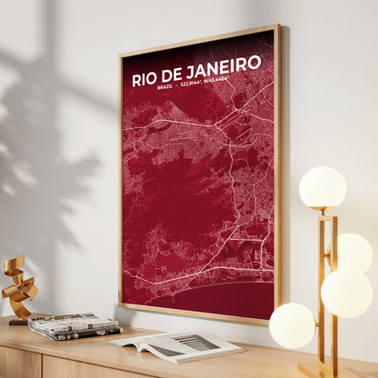 Rio de Janeiro Garnet Map Poster