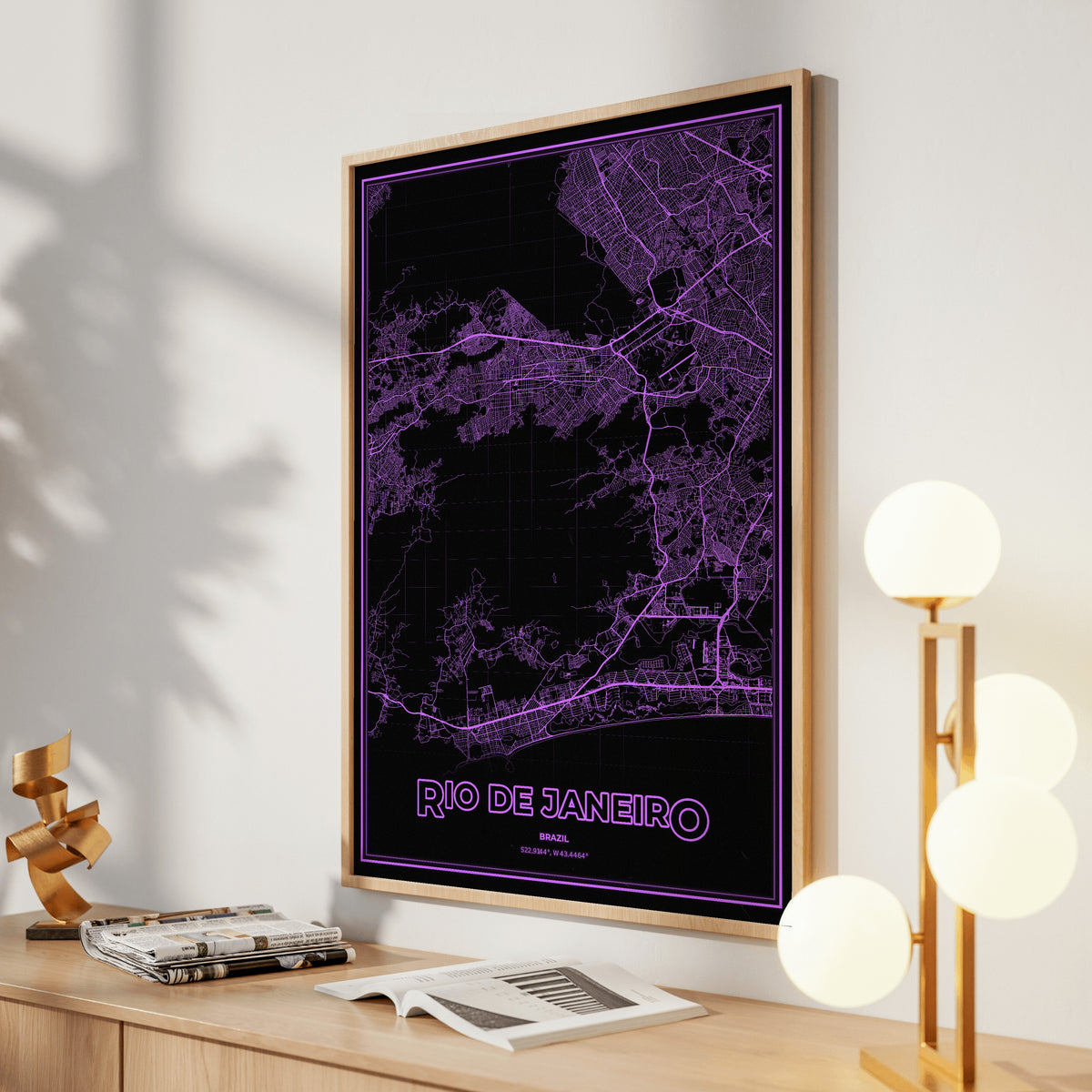 Rio de Janeiro Phosphor Map Poster - EGA Violet