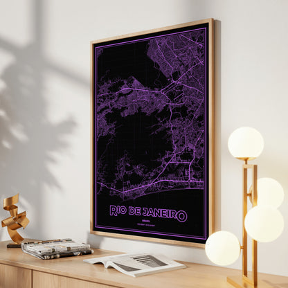 Rio de Janeiro Phosphor Map Poster - EGA Violet
