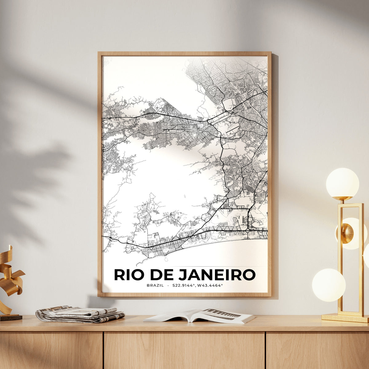 Rio de Janeiro Elegant Map Poster