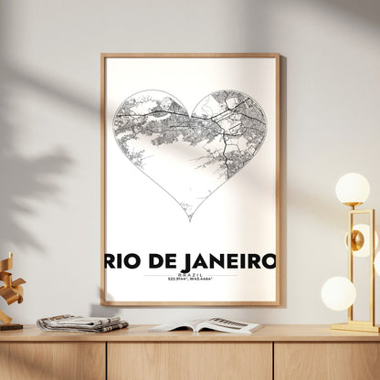 Rio de Janeiro Heart Map Poster