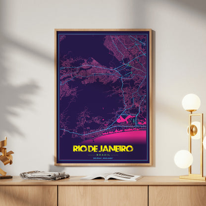 Rio de Janeiro Cyberpunk Map Poster