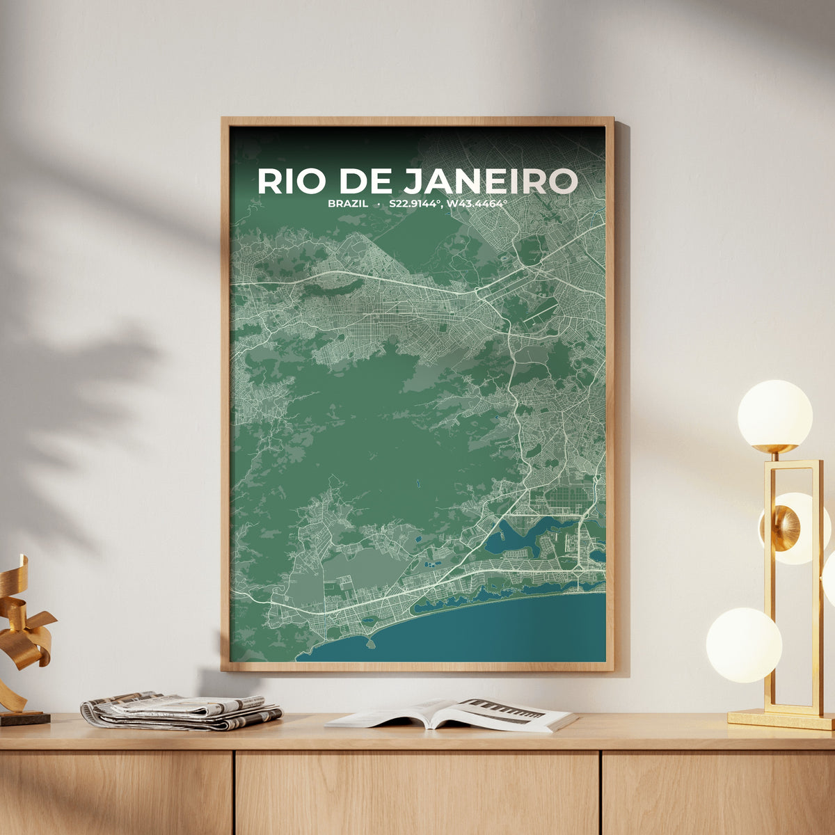 Rio de Janeiro Mist Map Poster