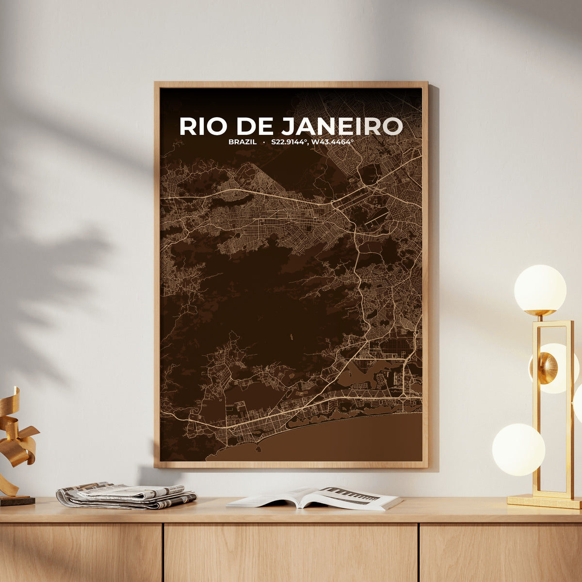 Rio de Janeiro Plum Map Poster