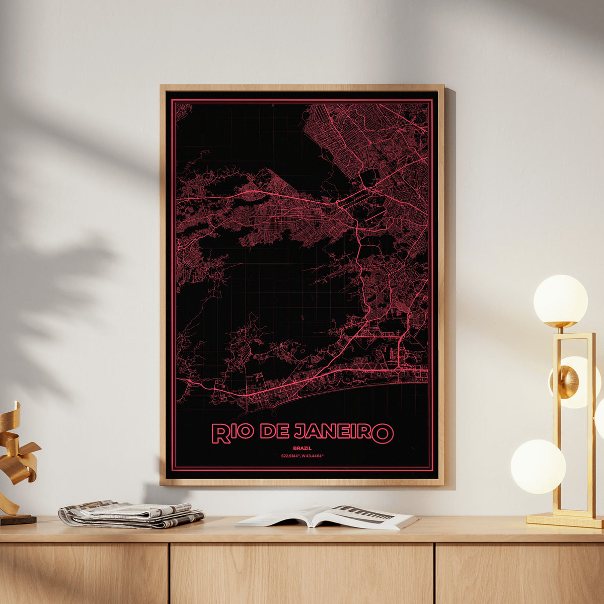 Rio de Janeiro Phosphor Map Poster - System Alert