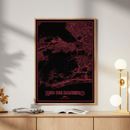 Rio de Janeiro Phosphor Map Poster - System Alert