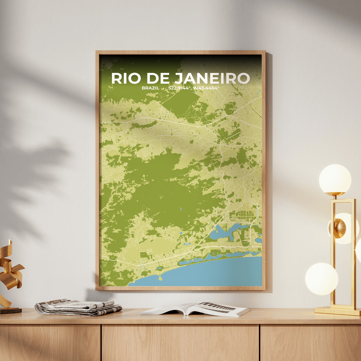 Rio de Janeiro Fern Map Poster