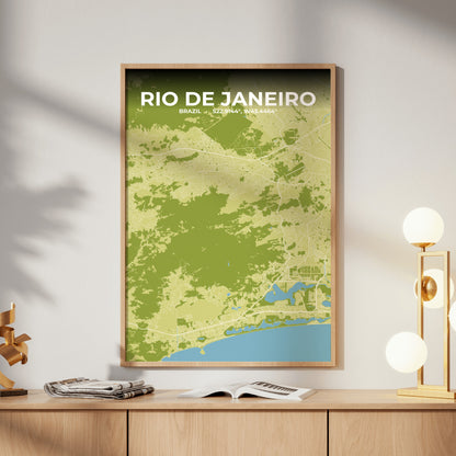 Rio de Janeiro Fern Map Poster