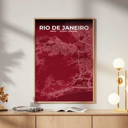 Rio de Janeiro Garnet Map Poster