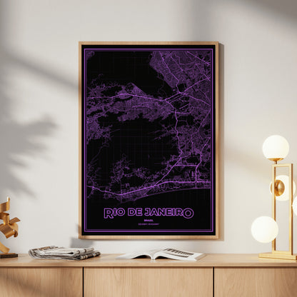 Rio de Janeiro Phosphor Map Poster - EGA Violet