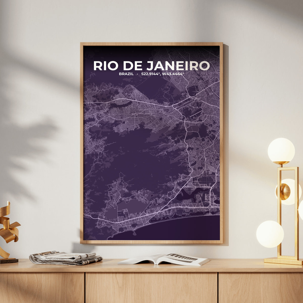 Rio de Janeiro Dusk Map Poster