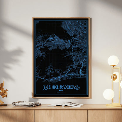 Rio de Janeiro Phosphor Map Poster - IBM Blue