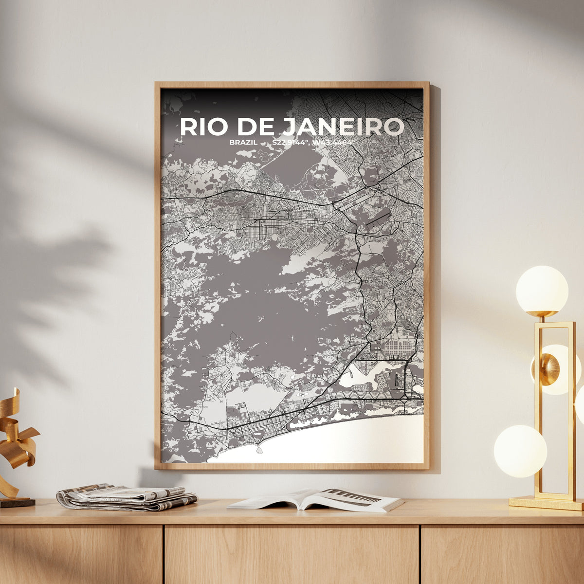 Rio de Janeiro Ash Map Poster